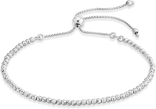 Adjustable Bolo Bracelet, with 2.5mm Diamond Cut Beads