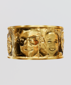 3D Custom Ring - Wide Band - Size 6.0 - Yellow Gold Plated
