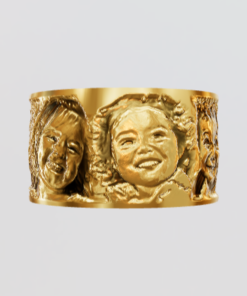 3D Custom Ring - Wide Band - Size 5.0 - Yellow Gold Plated