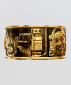 3D Custom Ring - Wide Band, Size 8.0 - Yellow Gold Plated