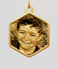 3D Custom Hexagon Charm - Small (18mm) - Yellow Gold Plated