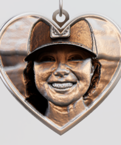 3D Custom Heart Charm - Large (24mm) - Sterling Silver 925