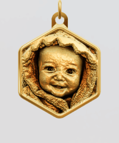 3D Custom Hexagon Charm - Small (18mm) - Yellow Gold Plated