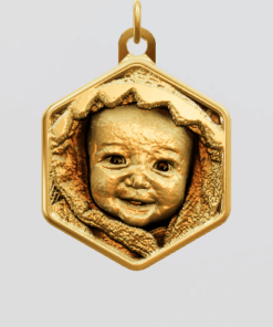 3D Custom Hexagon Charm - Small (18mm) - Yellow Gold Plated