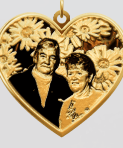 3D Custom Heart Charm - Large (24mm) - Yellow Gold Plated