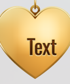 3D Custom Heart Charm - Large (24mm) - Yellow Gold Plated